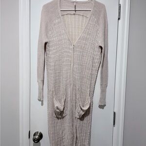 Free People Cream Long Cardigan